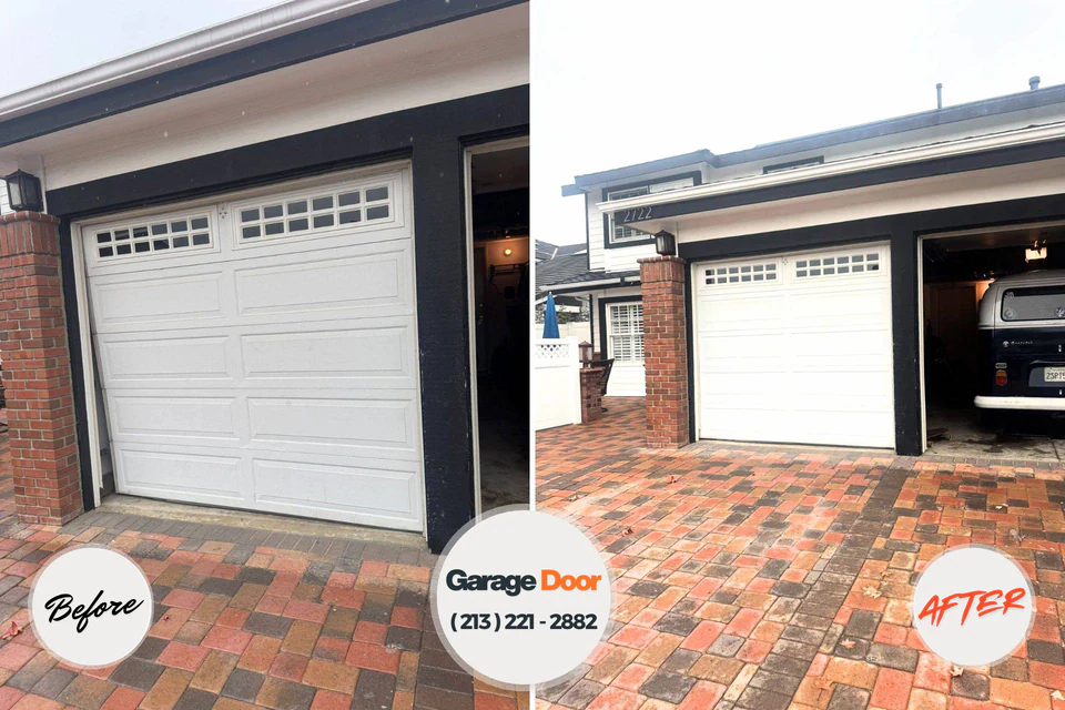 Before and after: garage door repair Pelham Manor, NY
